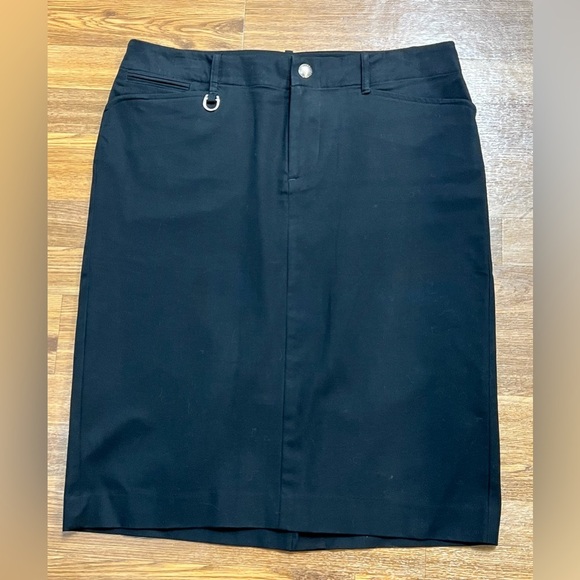 Ralph Lauren black cotton skirt Front pockets. Horseshoe on belt loop Size 8 EUC - Picture 7 of 9